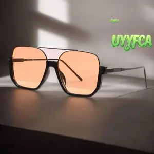 Unisex Oversized Double-Bridge Square Aviator Sunglasses, UV400 Protection Anti-Glare Multi-Tint Lenses Tinted Visor Glasses for Night Driving & Everyday Use,summerwins