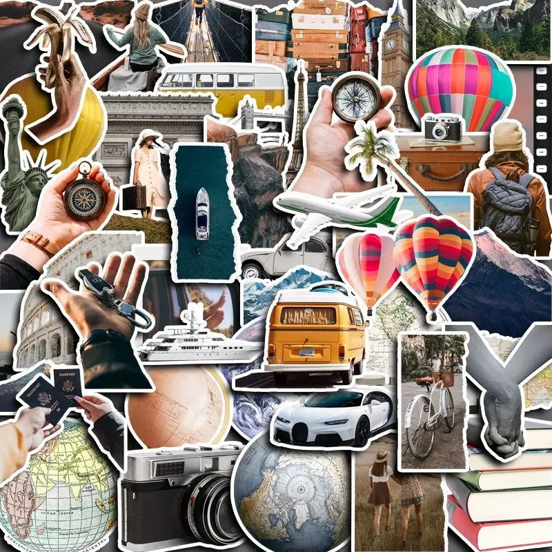 50PCS Ins Style World Travel Stickers - High-Aesthetic Waterproof Decor for iPad, Phone Case & Laptop DIY reforgedglory