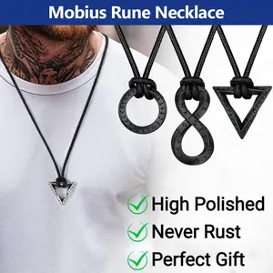 PROSTEEEL Mobius Runes Necklace for Men Women Norse Viking Mobius with Rune Symbol Necklace Jewelry