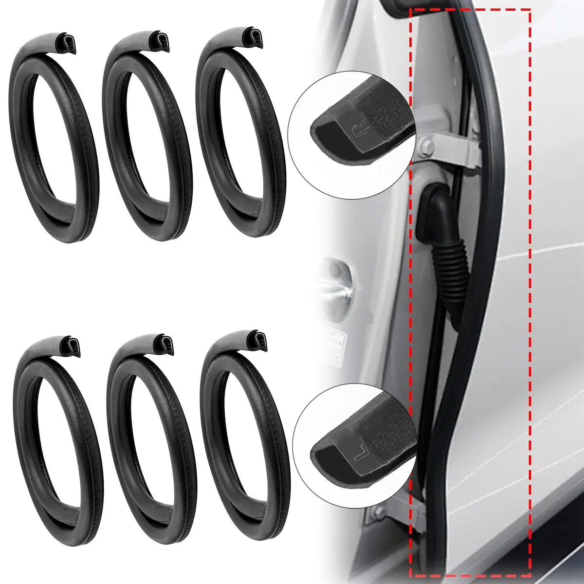 3PCS 43inch Car Door Weather Stripping Rubber,U-Shape Thickened Car Door Seal Strip Rubber Edge Trim for Noise Reduction,Dustproof Push-in Cars Doors Rubbers Seal Strip