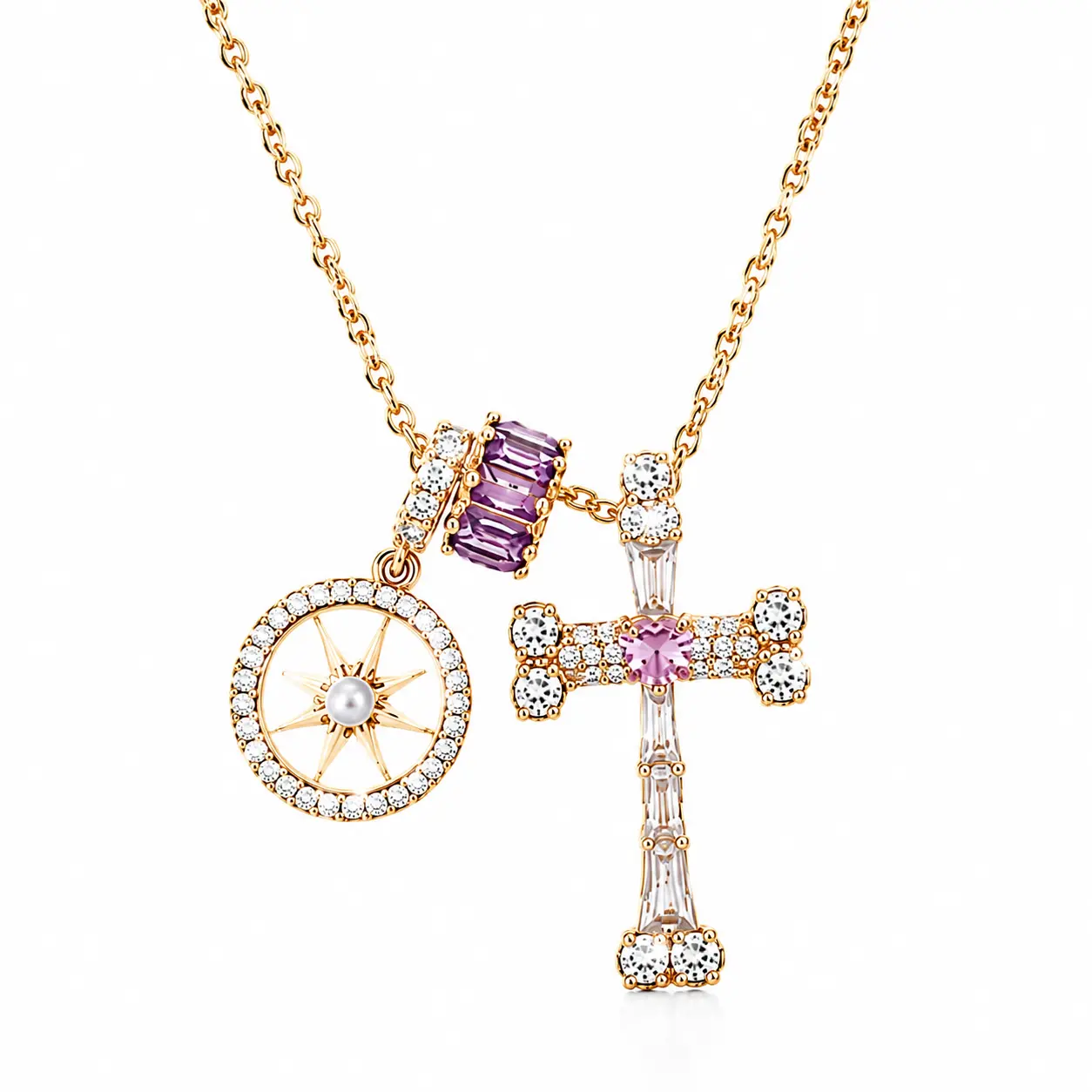 cadena chapa de oro 18 k , Dainty Faith-Inspired Minimalist Layered Costume Jewelry, Meaningful Gift for Her (Birthday, Christmas)， fashionable cross pendant necklace，wail tail necklace，regalo para fan，memorabilia pendant，paris heart necklace，gift