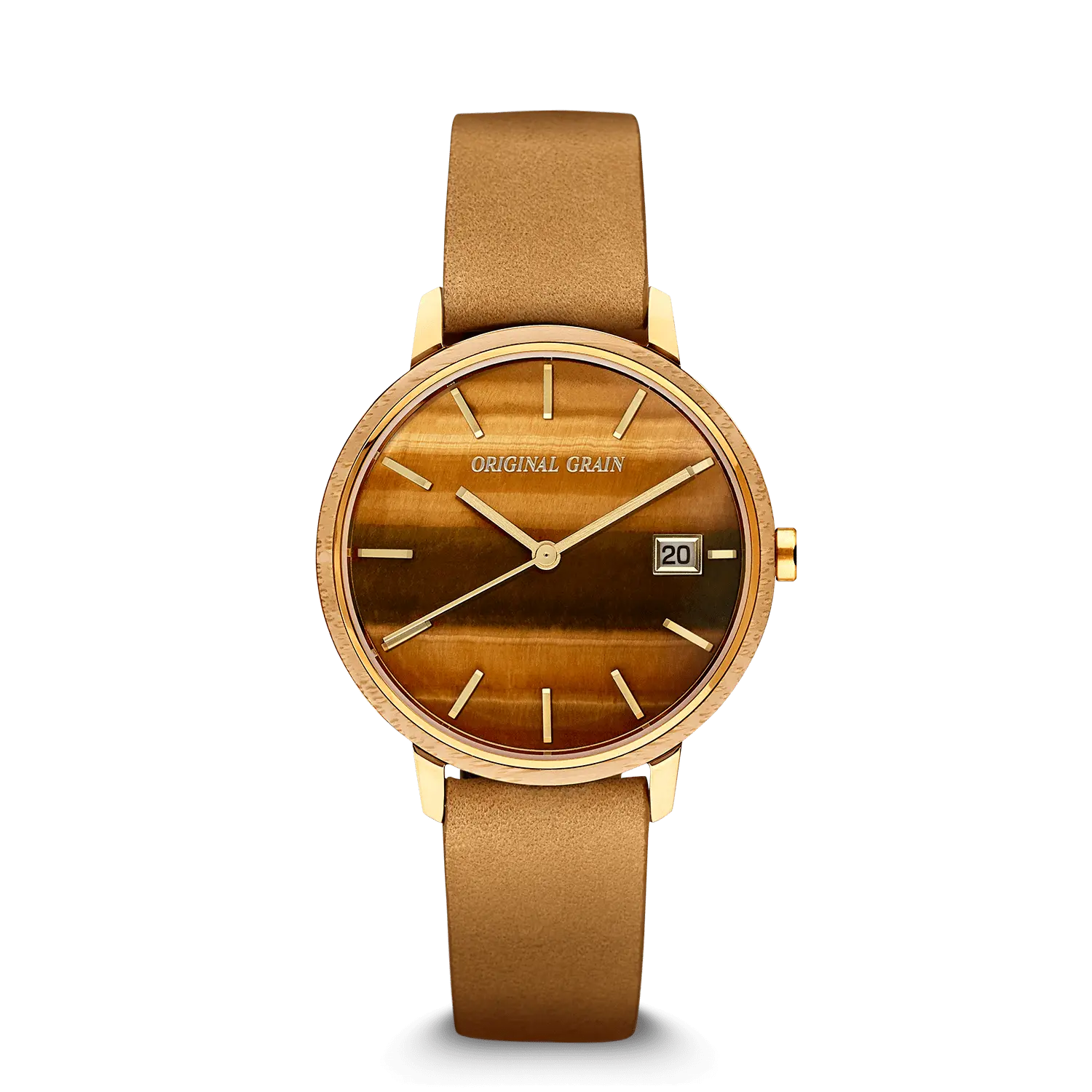 Bamboo Gold Tigers Eye Womens Modern Minimal 36mm Bamboo Gold Tigers Eye Womens Modern Minimal 36mm