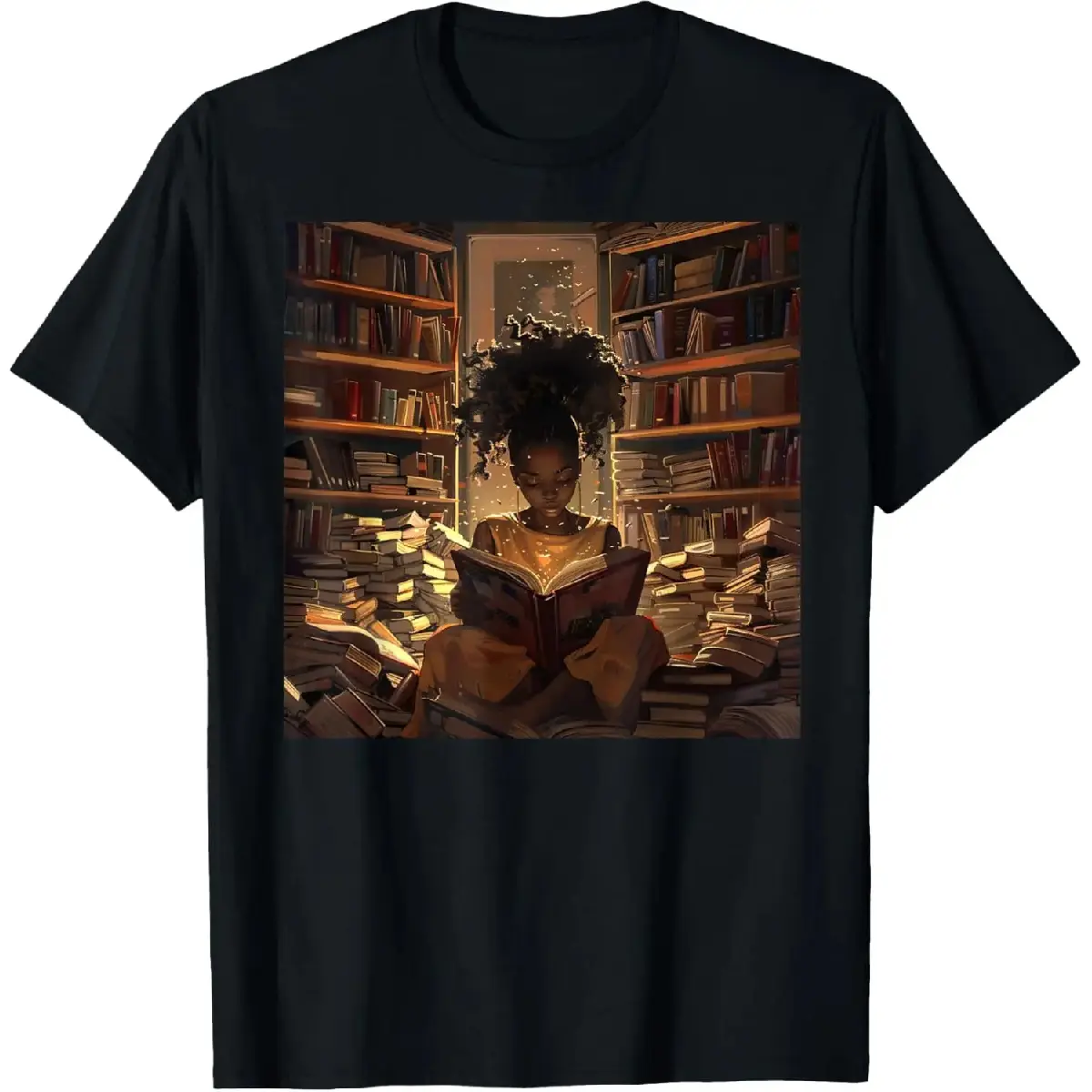 Men's 100% Cotton Short Sleeve Round Neck T-Shirt - Comfy Menswear, Reinforced Stitch, Breathable Relaxed Fit, Melanin Afro Theme, Black History Nod Book Art, Bookish Style Men's Short-Sleeve T-Shirts