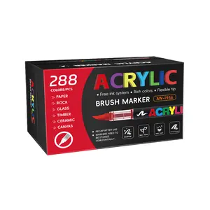 Acrylic Paint Markers with Elastic Brush Tip,Quick-Drying Waterproof Ink Pens for Multi-Surface(Rock, Wood, Ceramic, Glass, Canvas, Plastic, Metal), IdealArt Crafts Supplies Gift Set