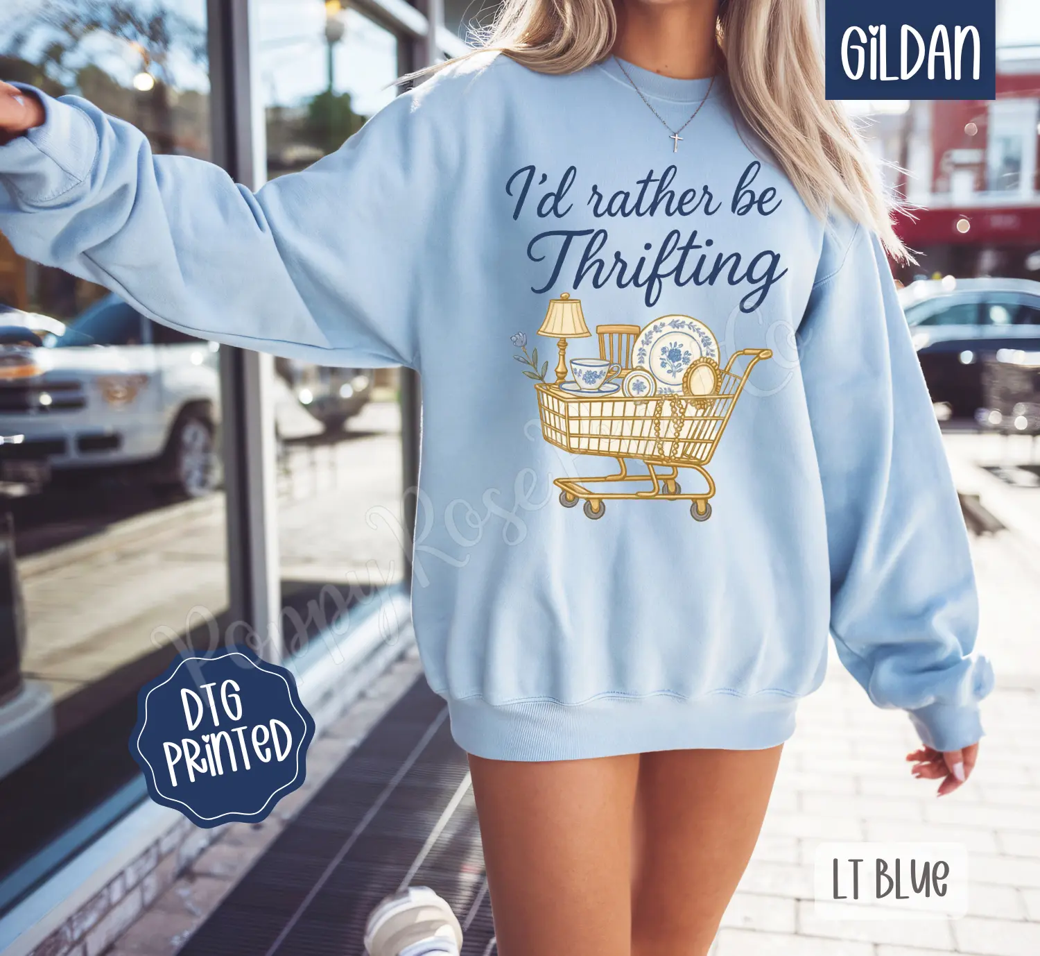 I'd Rather Be Thrifting Sweatshirt, Trendy Women's Crewneck