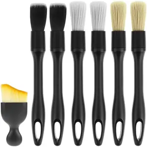 Car Detailing Brush Set for Interior & Exterior Cleaning, 4Pcs Ultra Soft to Hard Bristle Brushes for Dashboard, Leather, Wheels & Emblems, Auto Detailing Tools for Deep Car Care