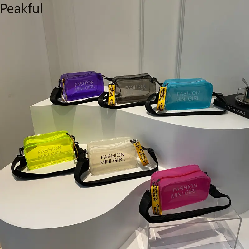 Y2K Clear Neon Crossbody Purse, Women’s Trendy Transparent PVC Mini Shoulder Bag, Casual Waterproof Festival Sling Bag with Detachable Strap, vibrant color options & durable construction, great for summer vibes,  beach outings and casual daily use
