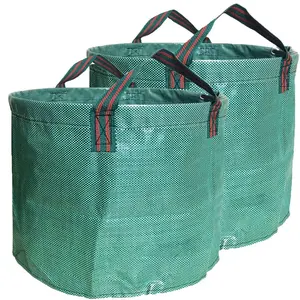 2-Pack 16 Gallon Garden Trash Bags, 60L Reusable Heavy-Duty Foldable Industrial Fabric, with Handles, for Gardening Leaf Collection, Durable Gardening Tools