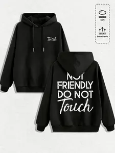 Unisex Dark Humor Hoodie, 'not Friendly Do Not Touch' Print, Soft Breathable Fabric, Drawstring Design, Streetwear Casual Style