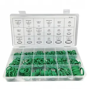 530 PCS of green AC O-ring kit, 18 kinds of size O-ring combination set, rubber air conditioner O-ring sealing washer, for pipe / car / mechanical washing machine, car professional sealing ring kit, general O-ring set