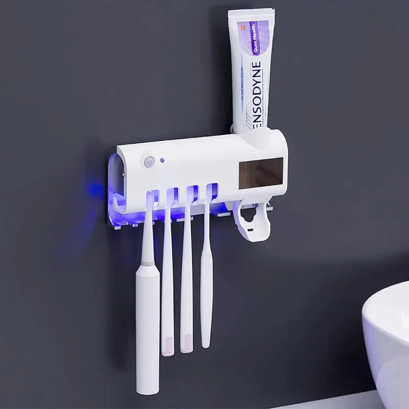 2025 Smart UV Toothbrush Sterilizer & Holder with Auto Shutoff - Automatic Toothpaste Dispenser, Clean & Air Dry Function, Wall Mounted & No Drilling