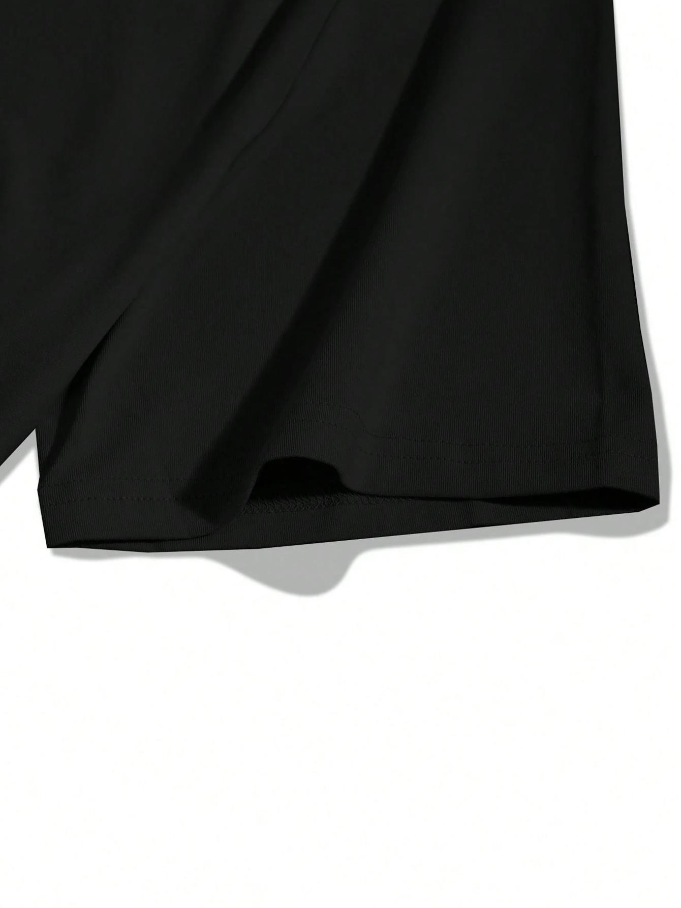 3-pack unisex; new men’s summer T-shirt; trendy design featuring a retro sunset palm tree graphic, shark mouth print, and letter slogan; black/white soft short-sleeve streetwear style—perfect for summer wear.