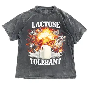 Lactose Tolerant Shirt, Funny Milk Meme Graphic Tee, Vintage Washed Oversized T-Shirt, Viral TikTok Humor Tee, Unisex Streetwear