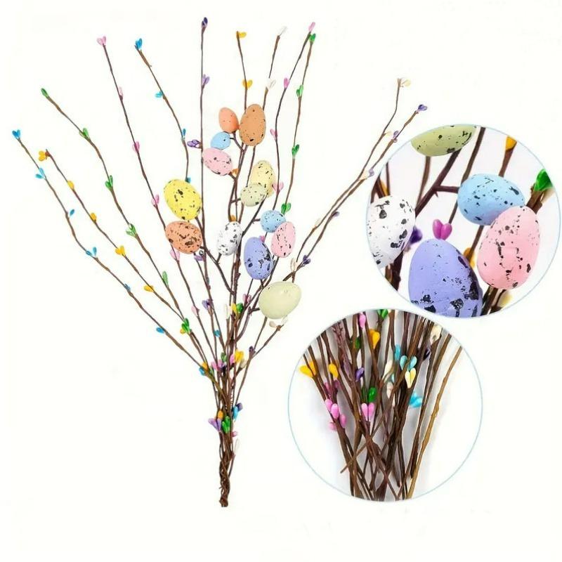 26 Pcs Artificial Easter Spray Vine with Pastel Easter Eggs and Berries- Decorative Spring Floral Stems-Easter Egg Twig Branches for Floral Arrangement-Centerpiece Wreath Decoration Decorative Flowers #TOP PICKS