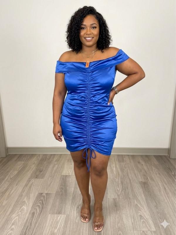 Midnight Sapphire Satin Dress