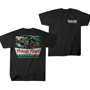 Private Pyle’s Jelly Doughnuts T-Shirt with Skeleton Drill Sergeant Artwork, Military Humor 2 Sides Graphic Tee, Soft Cotton Blend Shirt, Casual Apparel for Men and Women, Gift for Veteran and Army Fans