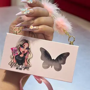 Faux 3D Eyelashes with Pink Butterfly Box by fifi  Muah Cosmetics Lightweight Lash Extensions