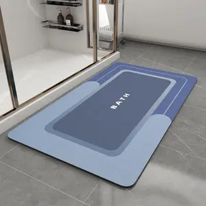 Minimalist Super Absorbent Diatomaceous Earth Bath Mat, 1000gsm High Density Thin Quick-Drying Tech Fabric Non-Slip Bathroom Rug, Laundry-Friendly for Bathroom Use,summerwins