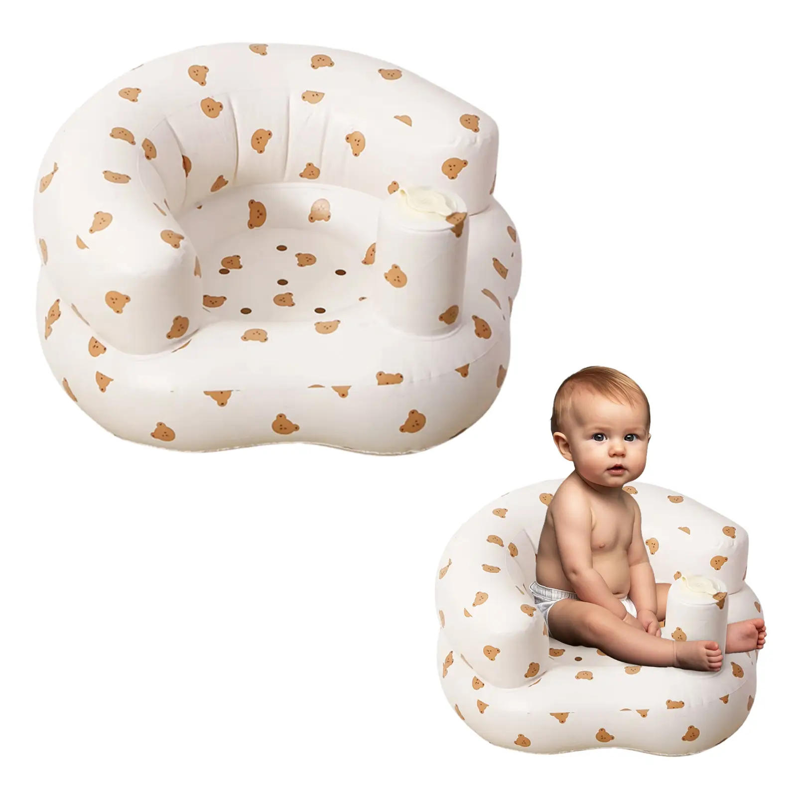 Inflatable Baby Seat with Built‑in Air Pump – Lightweight, Ergonomic Chair for Babies & Kids 3+ Months, Ideal for Indoor/Outdoor Play, Early Sitting D