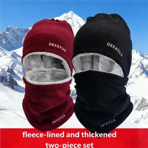 DEFATUS Winter Fleece Hat and Scarf Set - Windproof Earflap Hat & Neck Gaiter for Skiing & Cycling - Fleece-Lined and Thickened Two-Piece Set for Extreme Cold