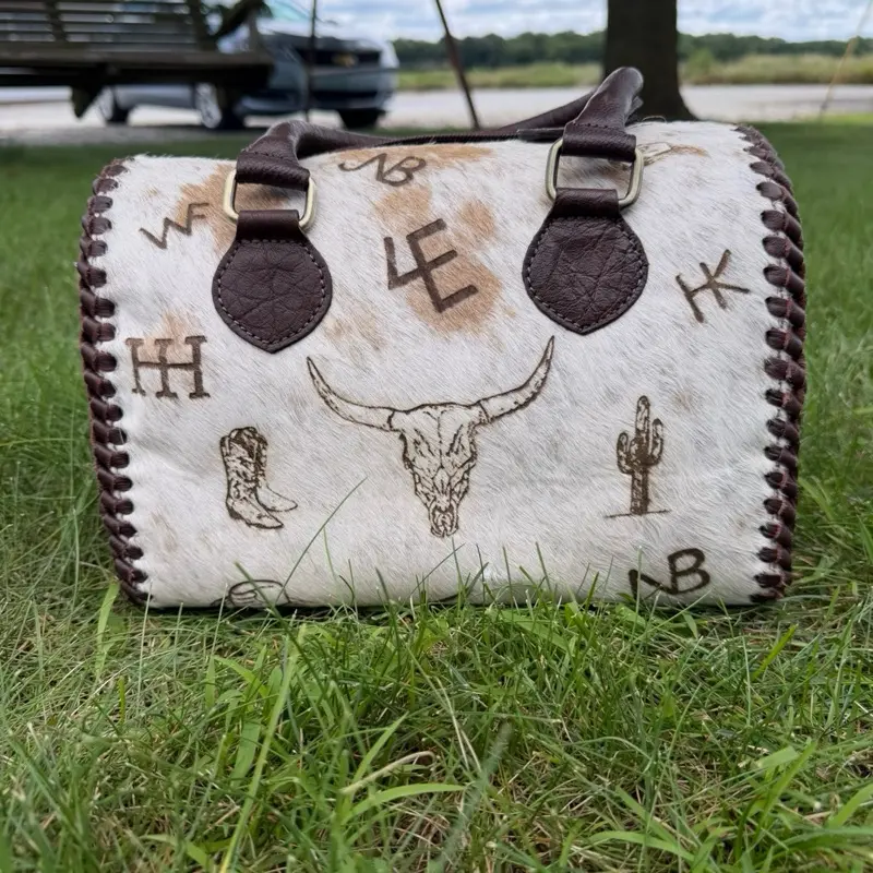 Genuine leather & cowhide MEDIUM SEMI SOFT SHELL speedy bag- branded cowhide