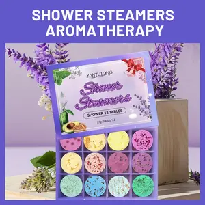 12 Piece Shower Steam Tablets, Eucalyptus Lavender Dry Flowers, Aromatherapy Relaxation Care, Fragrance, Unisex, Perfect Gift for Holidays