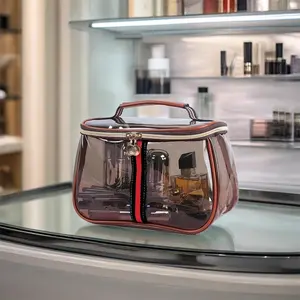 New Retro Vintage Vanity Bag – Large Capacity Waterproof Transparent Makeup Cosmetic Bag with Zipper –  Toiletry Organizer for Women Ladies Travel & Storage luxury cosmetic bag woman