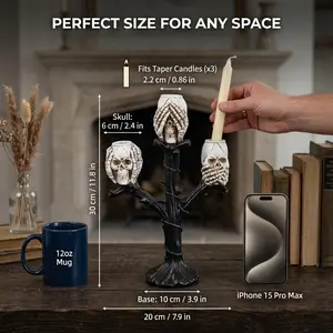 Vintage Skull Candle Holder, Halloween Atmosphere Desk Decor, Perfect for Festive Settings, Retro Theme Parties, Dark Party Events