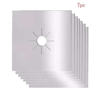 Upgraded Dual-Thickness Stove Burner Cover, Suitable for Gas Stoves, Silvery Non-Stick Gas Stove Burner Liner Set, Reusable Kitchen Guard, Gas Stove Top Protector, Black/Silvery, 8pcs