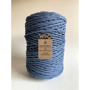 4mm 3 Ply Macrame Cord 3 Strand Twisted Cotton Craft Rope - Blue Fiber Art String