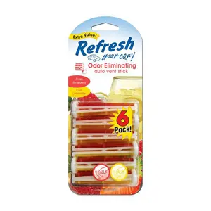 Refresh Car & Home Vent Sticks Air Freshener Odor Eliminator, Fresh Strawberry/Cool Lemonade 6 Sticks