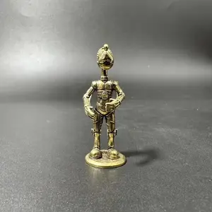 Robot Figurine Decoration, Brass Doll Ornament, Office Desk Accessory, Elegant Small Gift Decor, Unique Robot Collectible