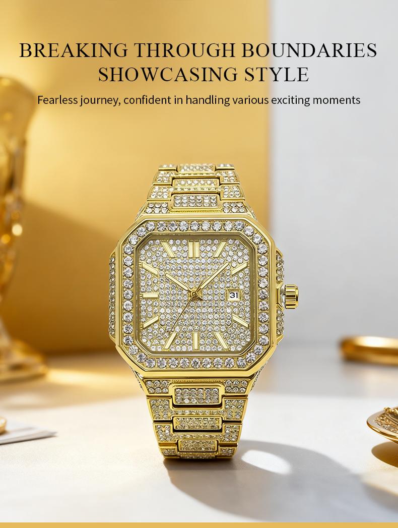 【TikTokShopStockUp】Luxury Ladies' Watch Valentine’s Day Gift  Square Dial Diamond-Encrusted Quartz Watch - Fashionable, Sparkling & Versatile, Timeless Classic Design, Comes with Watch Adjustment Tool & Gift Box | Perfect Christmas Gift