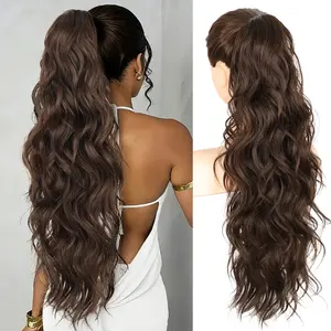 RONTAYA Ponytail Extension, Claw Clip Ponytail Extension Long Wave Ponytail Extensions for Women Fluffy Natural Synthetic 26 Inch Hairpiece for Daily Use
