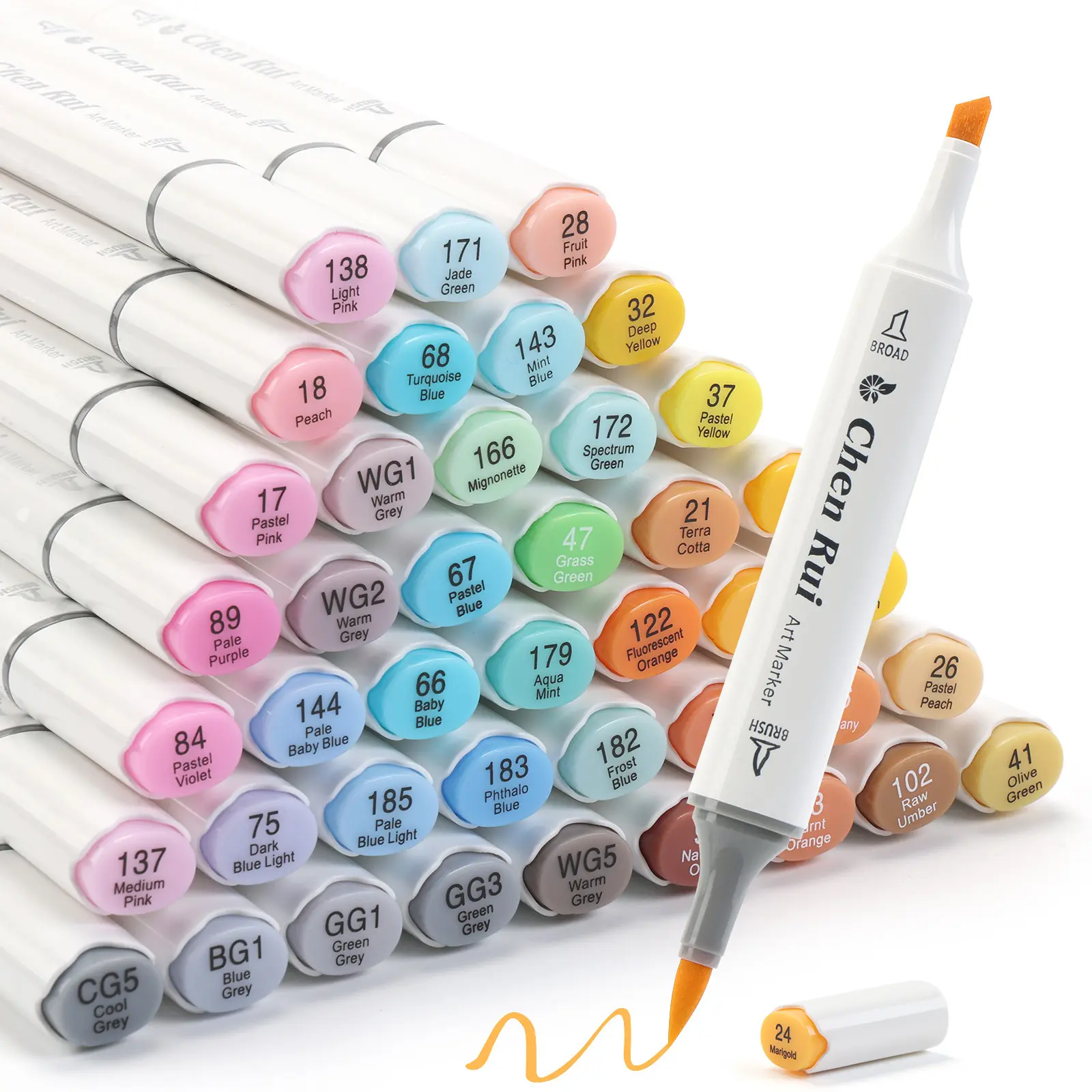 Chen Rui 168/120/80/60/48 Colors Art Markers Pen Brush Tip & Chisel Tip Double Tipped Art Markers for Adult Coloring Books Illustration, Gifts for Artist Adult, Coloring Supplies - Refillable Dual Tip Markers