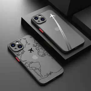 Travel-airplane route design TPU Phone Case For iPhone17 16 15 14 13 12 11 PRO MAX PLUS、AIR and iPhone X XS MAX  Matte Soft Cover Protection Protective