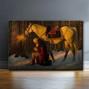 Uniquely Styled Wood-Framed Canvas Print: "White-Haired Elder Praying at Mount Vernon" — An Ideal Choice for Home Decor and Festive Gifting, Adding a Perfect Accent to Any Room.