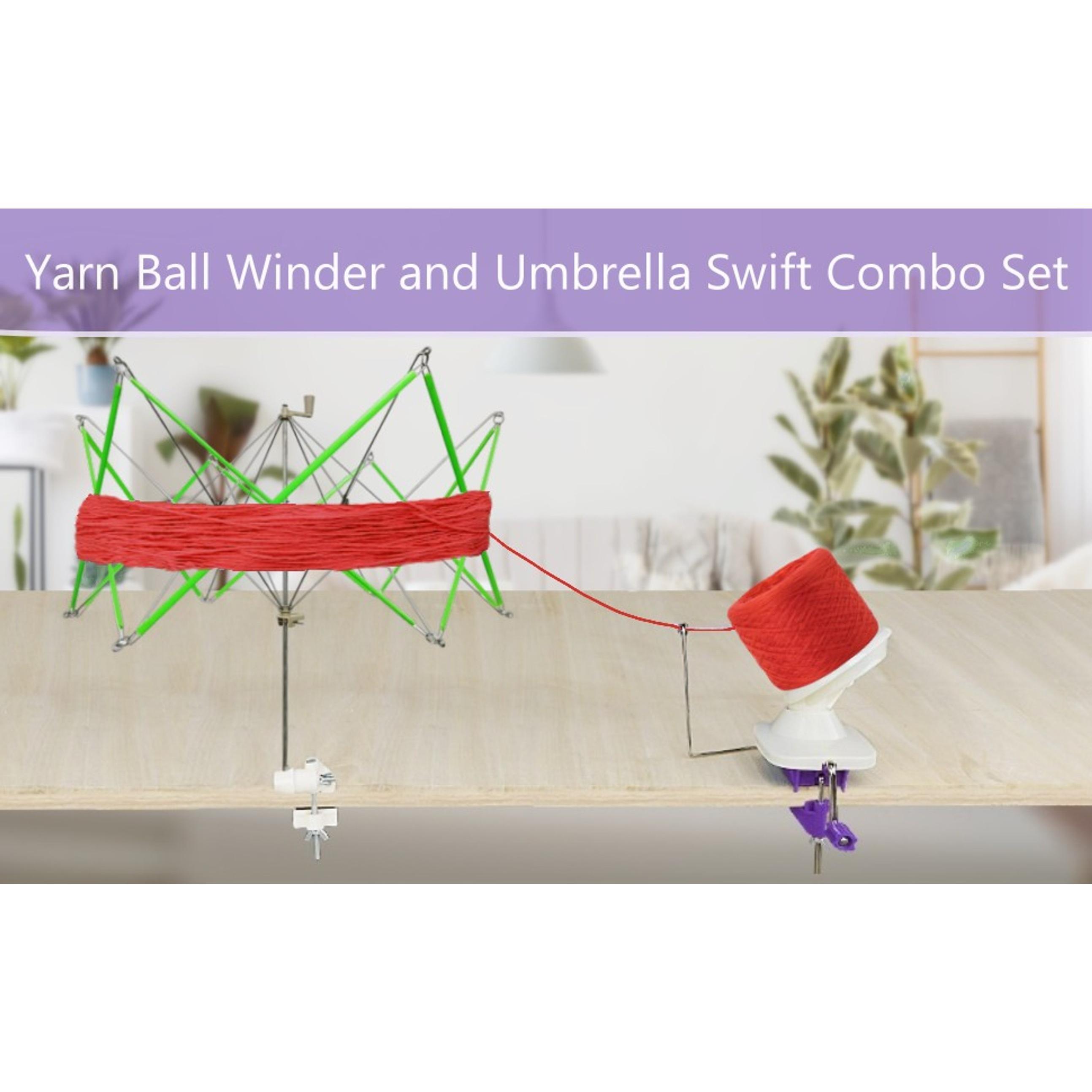 Yarn Ball Winder, Convenient Purple Yarn Winder for Yarn, Ball Winder Combo with Easy Installation for Yarn Storage + 53 Pieces Stitch Knitting Needles + 1 Pieces Scissors Gift