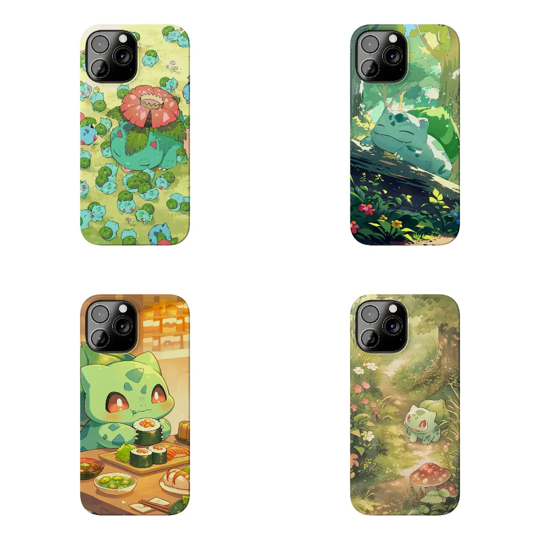 Bulbasaur Phone Case, Cute Anime Character TPU Shockproof Case for iPhone 7–17 Pro Max & Samsung Galaxy S21–S26 Ultra