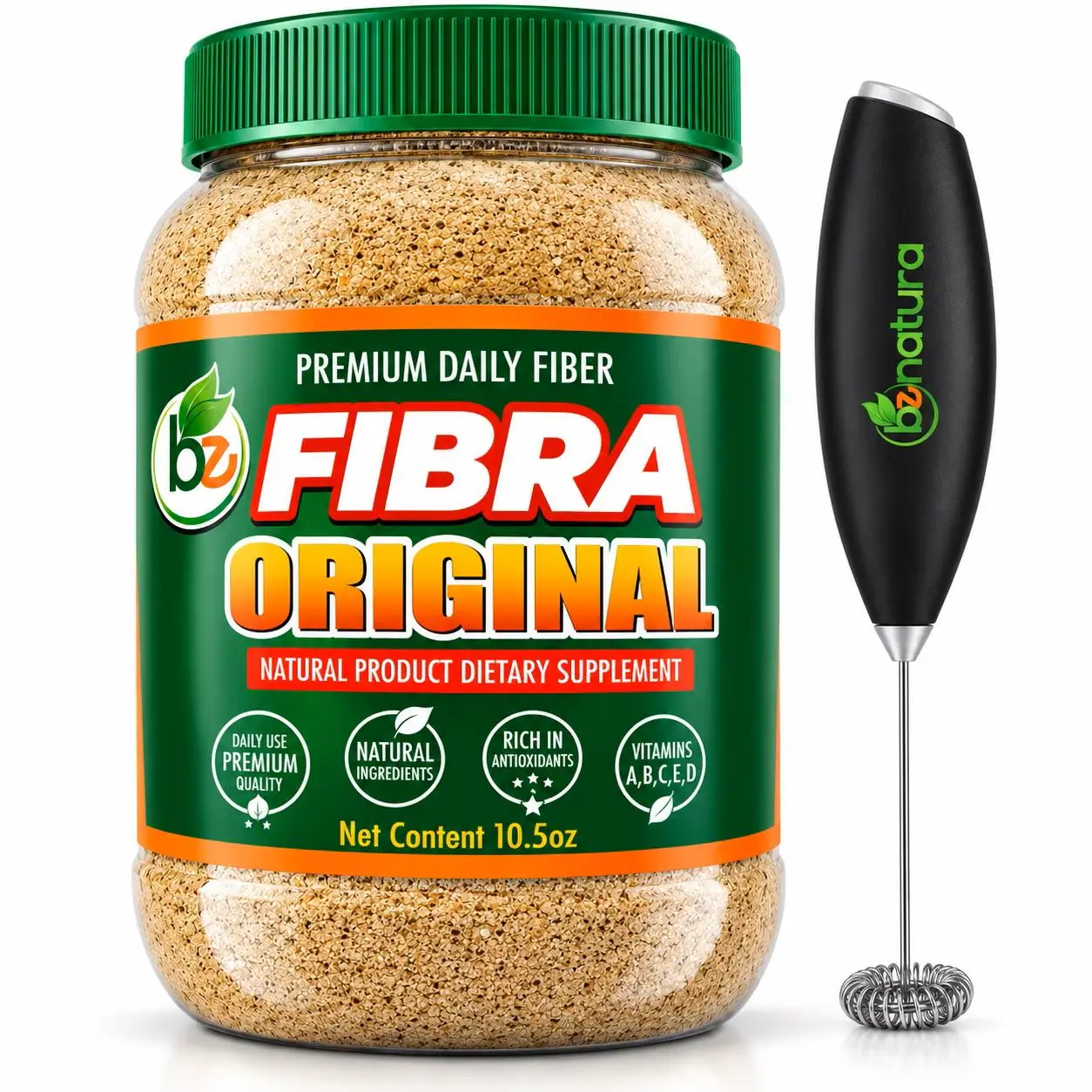 BE Fibra–Premium Daily Fiber Supplement–10.5oz Drink Mix–Rich in Antioxidants & Vitamins A, B12,C & D, Supports Digestive Health & Detox,Plant-Based, Vegan, Non-GMO,Includes Drink Mixer by BexpertsUSA