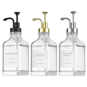 Square crystal glass 500ml coffee syrup dispenser milk tea syrup bottle soap dispenser  kitchen & bathroom  2pic sets