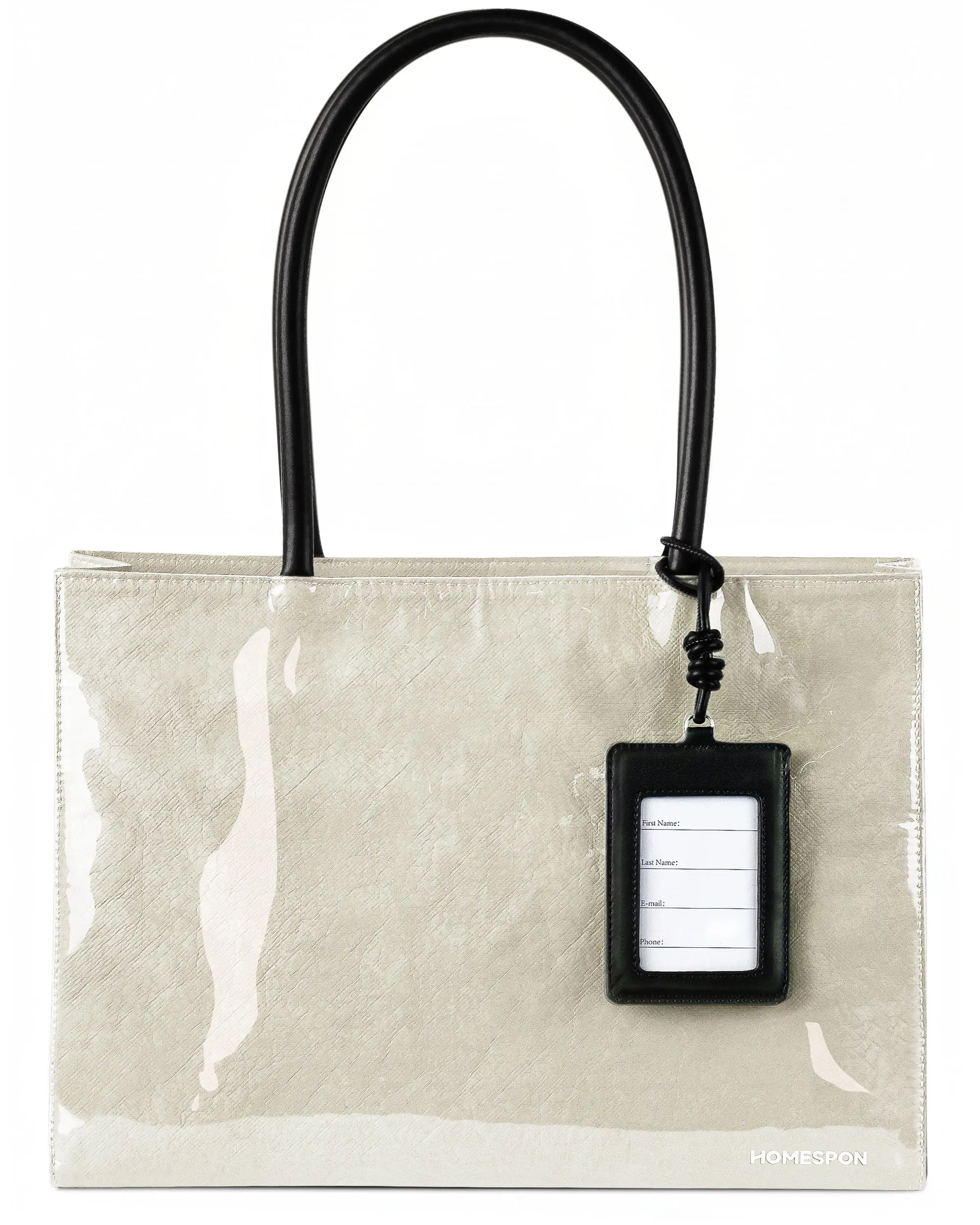 HOMESPON PVC Tote Bag with 16" Laptop Sleeve for Women – Waterproof Kraft Paper Style & Large Capacity, TPU Work Bag with Zipper Top for Commute & Weekend