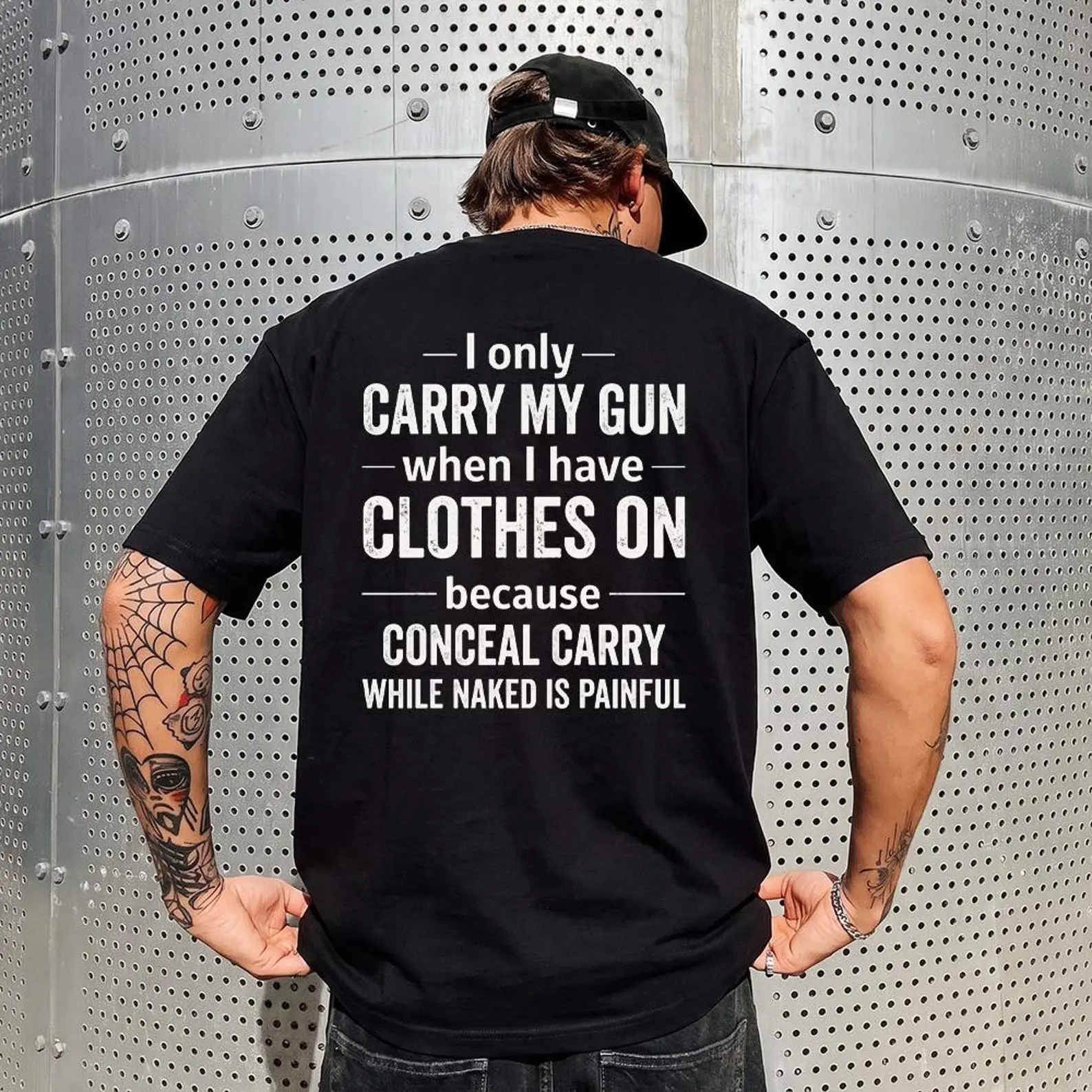 Funny Gun Shirt, Concealed Carry T-Shirt, Pro 2nd Amendment Back Print Graphic Tee, Gun Owner Gift for Men Husband Dad
