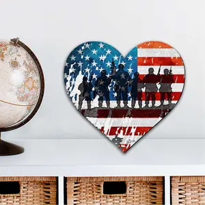 Designocracy 8187130M Artistic Christmas Wall Decoration, 12x9 in. USA Military Heart Large Outdoor Holiday Ornaments