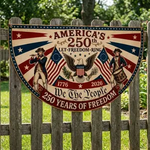 America's 250th Anniversary Semi-Circular Banner – 250 Years of Freedom Patriotic American Eagle Flag Banner, USA Independence Day 2026 Outdoor Decor
