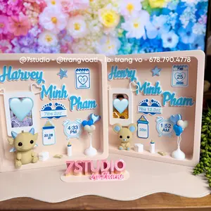 Birth Stats Box nursery with photo 10x10 in