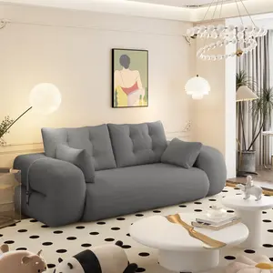 [Bellemave]Human Dog Bed, Lazy Sofa Couch, 78.7" Multi-Functional Foldable Sofa Bed, 3-in-1 Teddy Fabric Foam-Filled Sleeper Sofa Bed for Living Room,Guest Bed,Playroom,GREY