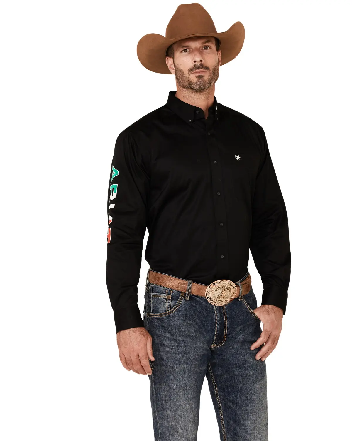 Ariat Men's Men'S Solid Team Mexico Logo Long Sleeve Button-Down Western - 10038500