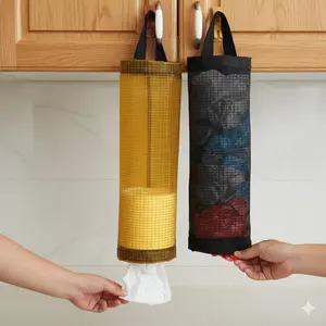 Multi-Layer Kitchen Bag Dispenser Storage Box, Waterproof Organizer with Dividers, Large Capacity for All Size Trash Bags, Mesh Home Tool