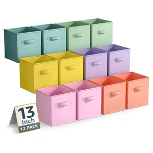 Sorbus Large 13" Storage Bins with Handles, 12Pk Pastel Set 1